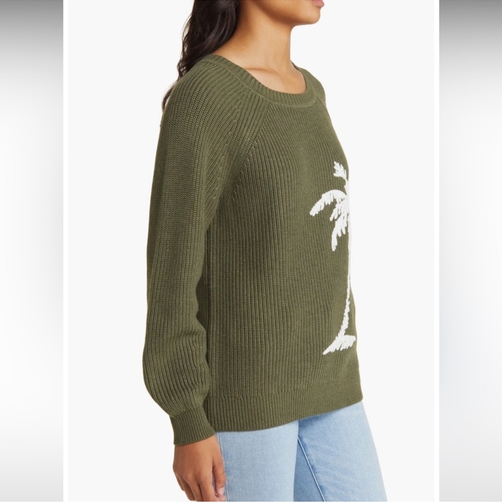 NWT Tommy Bahama Breezy Palm Tree Crew Cotton Blend Pullover Statement Sweater - Picture 4 of 7